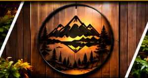 Round mountain scene wall art